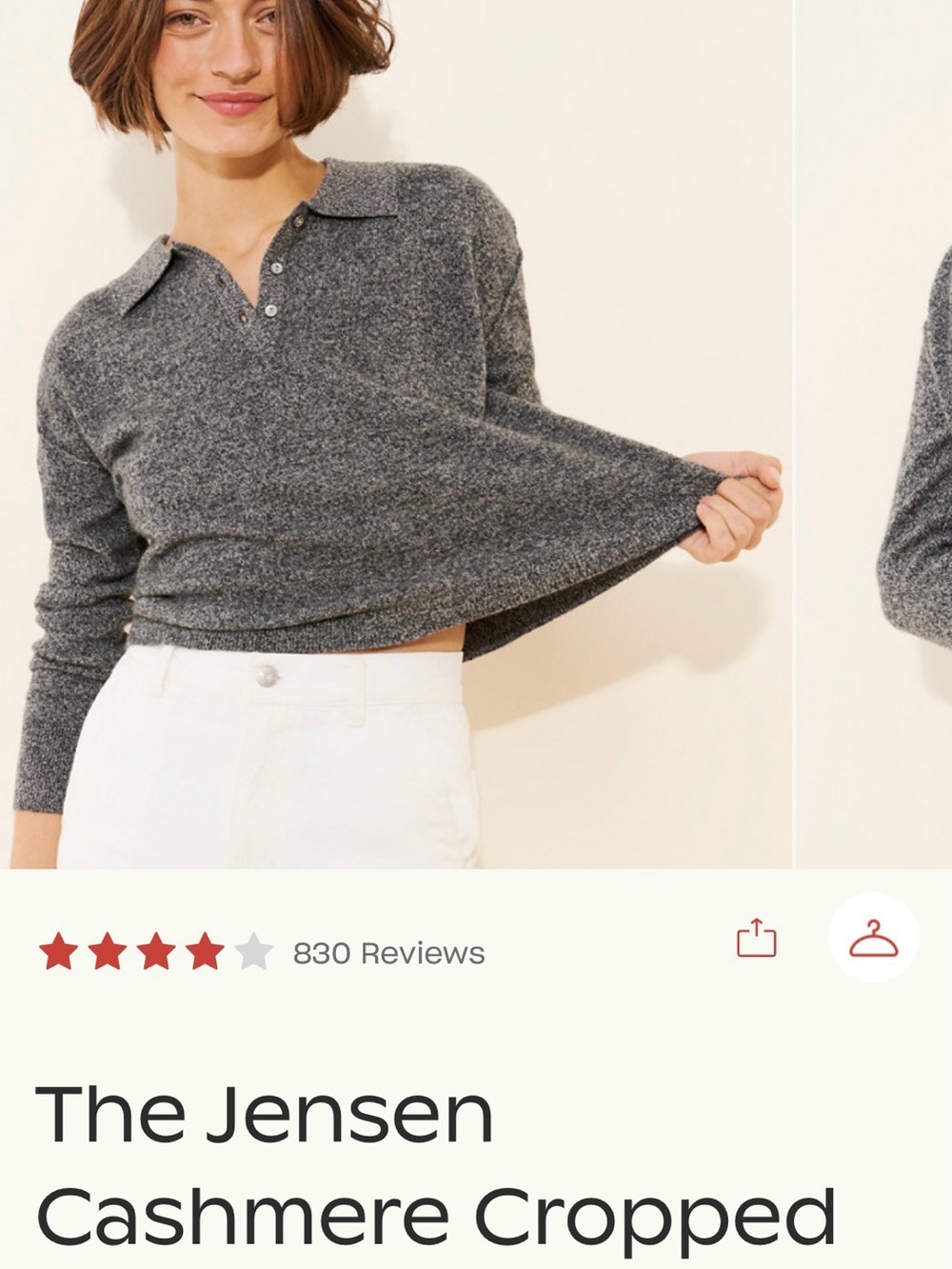 Pilcro by Anthropologie Gray Jensen 100% Cashmere Polo Sweater